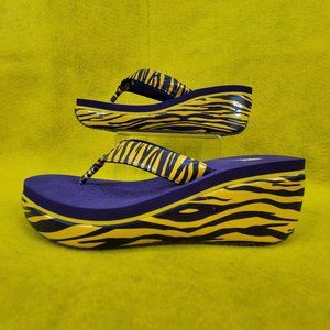 Volatile Purple Gold Tigress Platform Sandal Women's Size 10